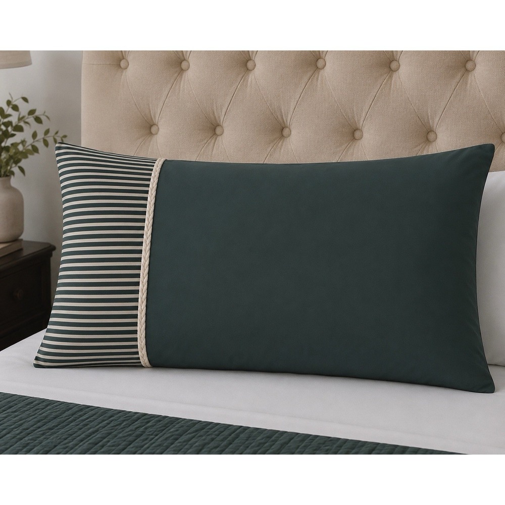Vintage Cannon Royal Family King Pillowcases Supreme Touch 250 Green Stripe USA